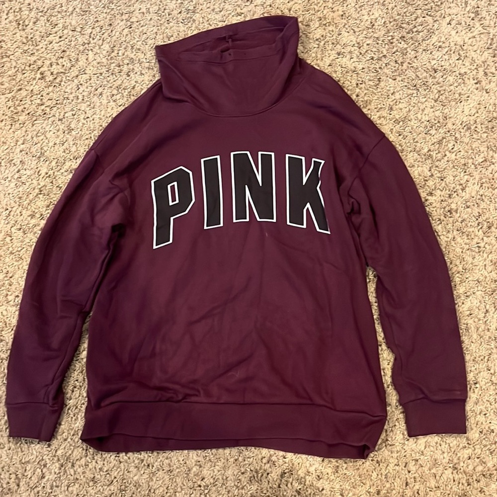 Maroon PINK sweatshirt with no hood instead a flowy neck